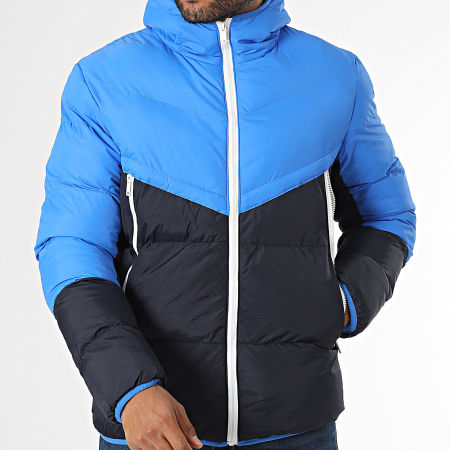 KZR - Doudoune Capuche Bleu Roi Bleu Marine