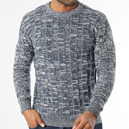 KZR - Pull Bleu Marine Blanc
