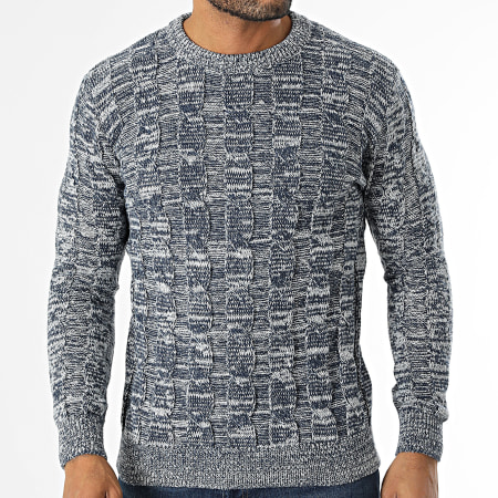 KZR - Pull Bleu Marine Blanc