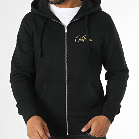 One Piece - Sweat Zippé Capuche Mugiwara Big Back Noir Doré