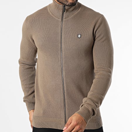 Teddy Smith - Ettore 10915528D Bruine Sweat Top met Ritssluiting