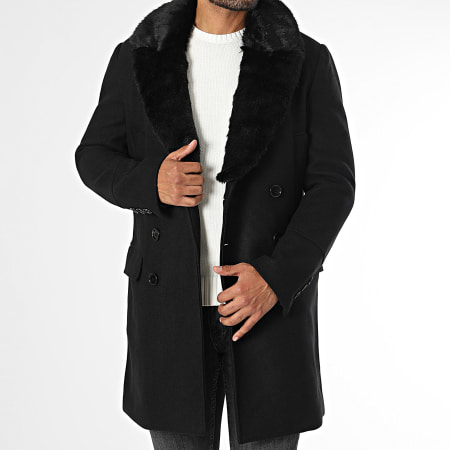 Frilivin - Manteau Col Fourrure Noir