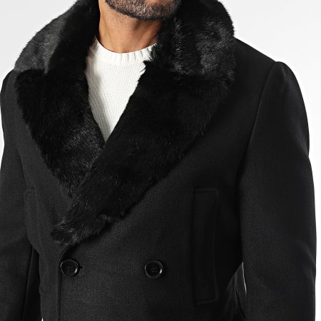 Frilivin - Manteau Col Fourrure Noir