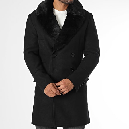 Frilivin - Manteau Col Fourrure Noir