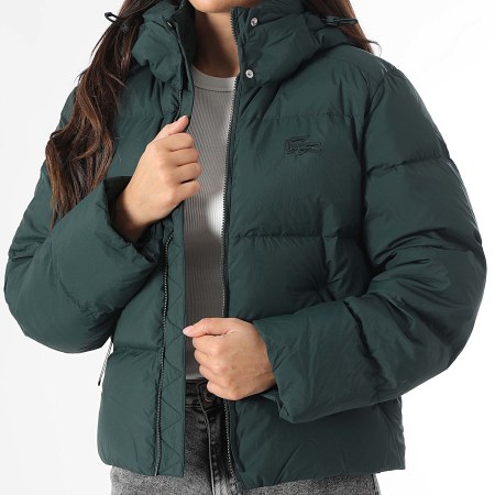 Lacoste Doudoune Femme Big Logo Crocodile Vert Fonce LaBoutiqueOfficielle
