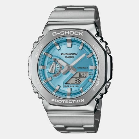 G-Shock - Montre G-Shock GM-2110D Argenté Bleu Clair