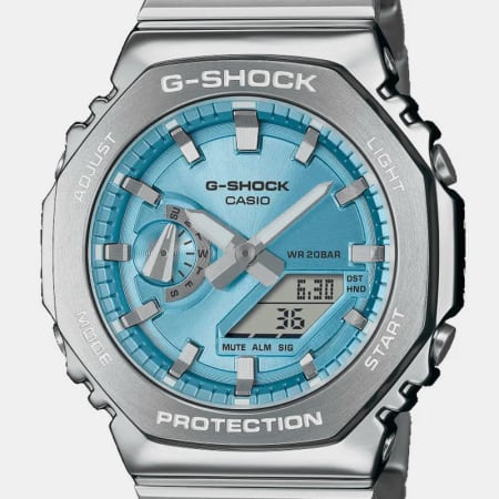 G-Shock - Montre G-Shock GM-2110D Argenté Bleu Clair