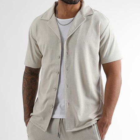 LBO - Ensemble Chemise Manches Courtes Et Short Jogging Canvas 0275 Beige