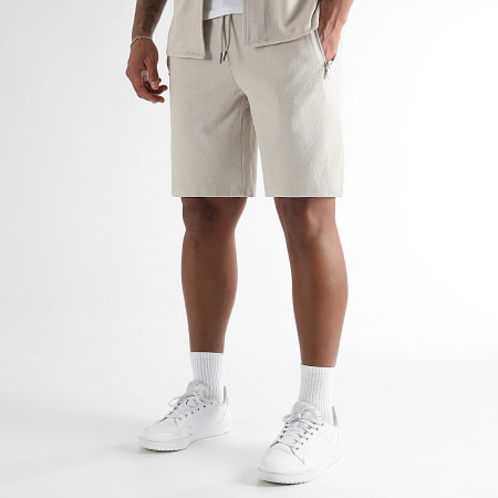 LBO - Ensemble Chemise Manches Courtes Et Short Jogging Canvas 0275 Beige