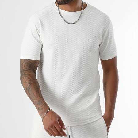 LBO - Ensemble Tee Shirt Et Short Jogging Waves 0280 Blanc