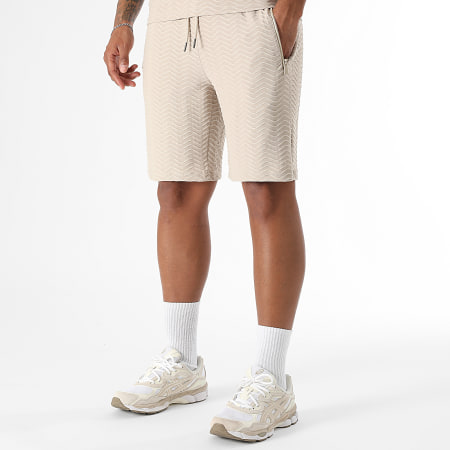 LBO - Ensemble Tee Shirt Et Short Jogging Waves 0281 Beige