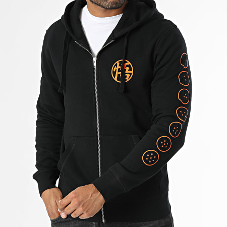 Dragon Ball Z Goku Logo Felpa con cappuccio e zip Nero Arancione Ryses