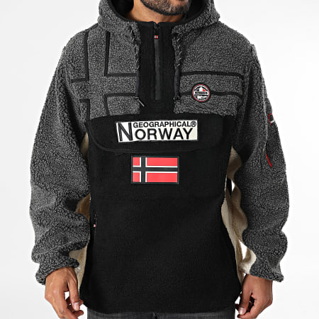 Felpa con cappuccio in pile Riakolo Nero Grigio Antracite Beige