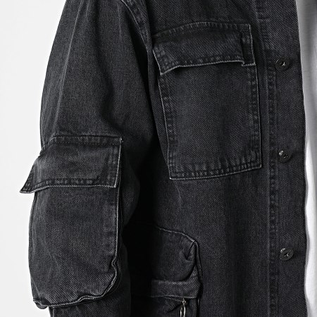 Black Jean Jacket and Cargo Pants Set