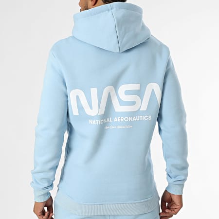 NASA Set futuristico di felpa con cappuccio e pantaloni da jogging blu chiaro Ryses