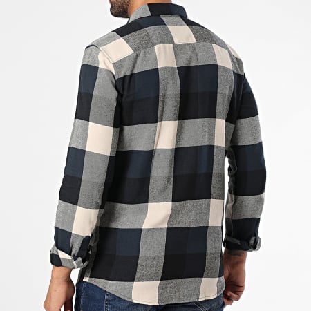 Only And Sons - Chemise Manches Longues A Carreaux Gudmund Bleu Marine Beige