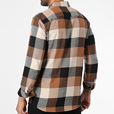 Only And Sons - Gudmund Negro Camel Beige Camisa de manga larga a cuadros