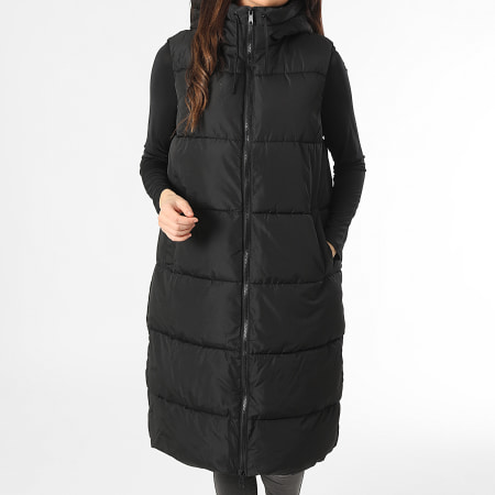 Ligaane Abrigo sin mangas con capucha para mujer Negro