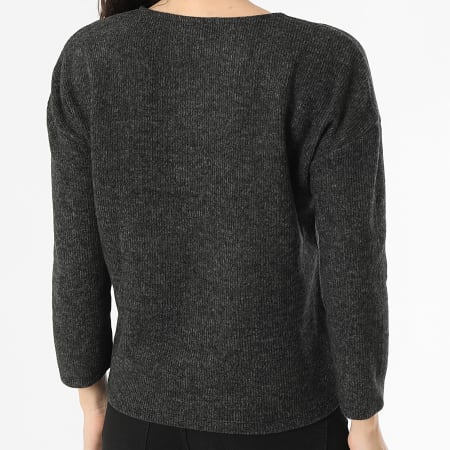 Vero Moda - Pull Col V Femme Blis Gris Anthracite Chiné