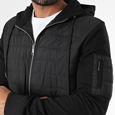 Frilivin - Chaqueta negra con cremallera y capucha