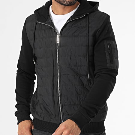 Frilivin - Chaqueta negra con cremallera y capucha