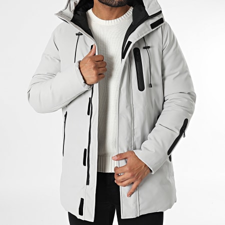 Frilivin - Parka con capucha gris claro
