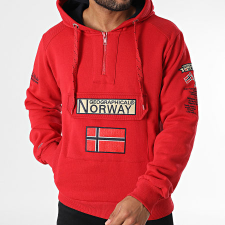 Geographical Norway - Gymclass Sudadera Con Capucha Y Cuello De Cremallera Rojo 439104