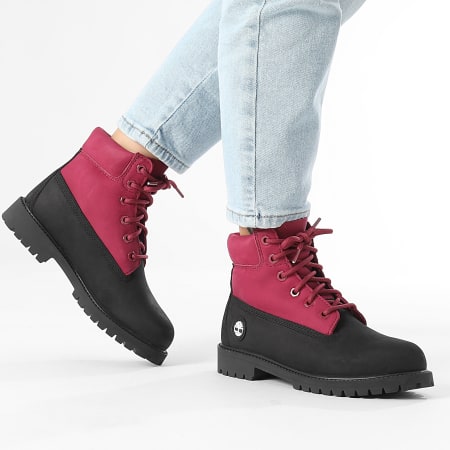 Boots Femme Premium 6 In Lace Waterproof A6BET Black Nubuck Dark Pink