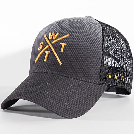 Watts - Casquette Trucker Tokyo Noir Gris Anthracite Doré