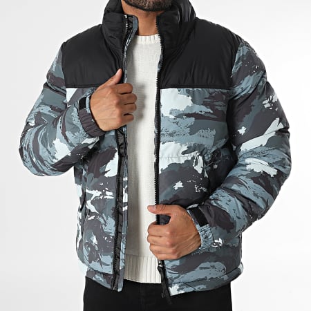 Frilivin - Doudoune Capuche Vert Kaki Noir Camouflage