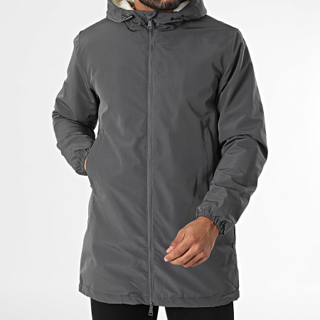 Frilivin - Veste Zippée Capuche Longue Gris Anthracite