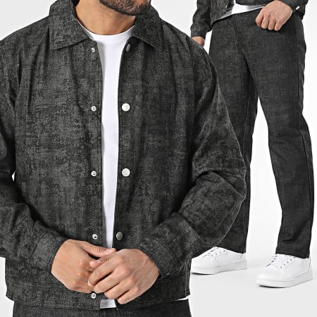 Frilivin - Ensemble Veste Jean Et Jean Regular Noir Gris Anthracite