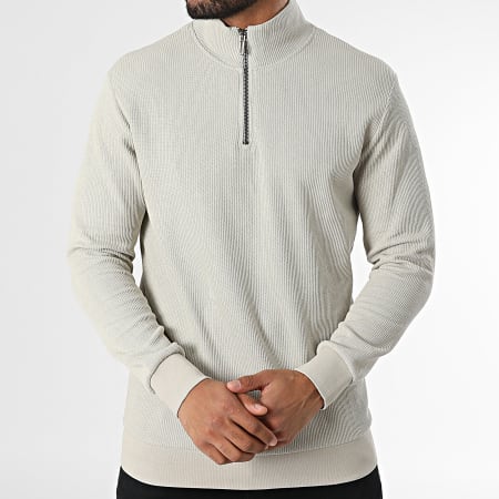 Classic Series - Pull Col Zippé Beige