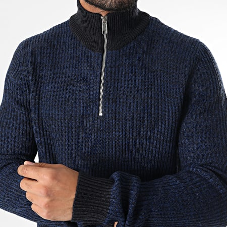 JJ Rebel - Pull Col Zippé Liam Bleu Marine