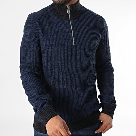 JJ Rebel - Pull Col Zippé Liam Bleu Marine