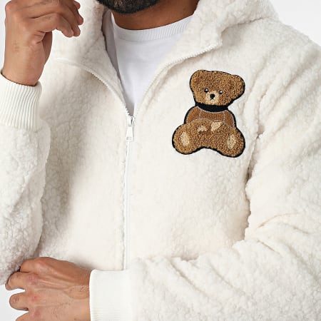 John H - Veste Zippée Capuche Sherpa AB3916 Beige Clair