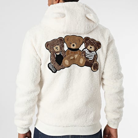 John H - Veste Zippée Capuche Sherpa AB3916 Beige Clair