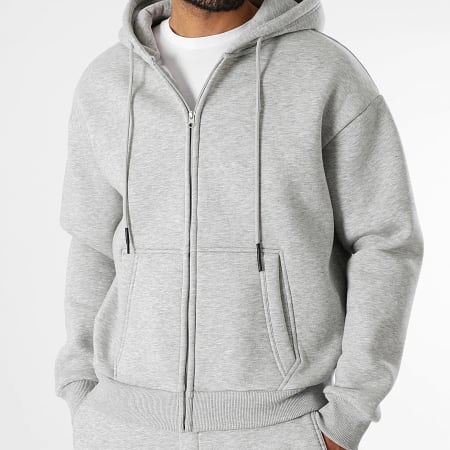 LBO - Ensemble Sweat Zippé Capuche Et Pantalon Jogging 3630 Gris Chiné