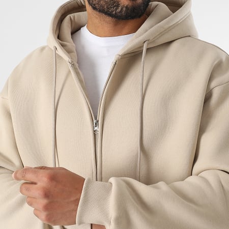 LBO - Felpa con cappuccio e zip e pantaloni da jogging 3633 Set beige