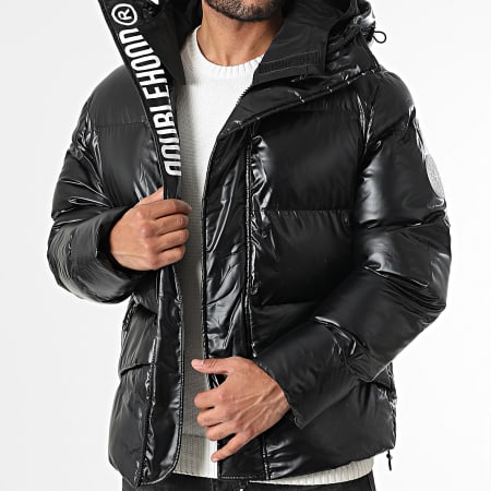 DoubleHood - Chaqueta negra con capucha Delta