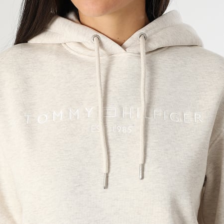 Tommy Hilfiger - Sweat Capuche Femme Corp Logo 3598 Beige Chiné