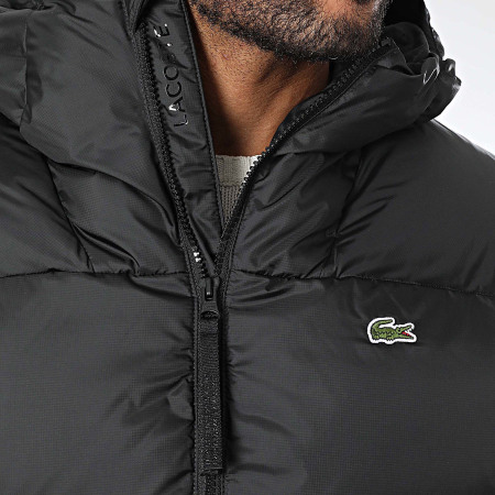 Lacoste - Chaqueta sin mangas con capucha Logo Cocodrilo Bordado Negro