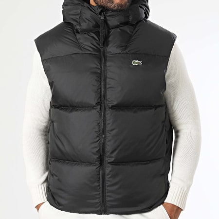 Lacoste - Chaqueta sin mangas con capucha Logo Cocodrilo Bordado Negro