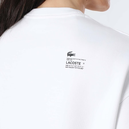 Lacoste - Sweat Crewneck Femme Logo Brodé Crocodile Blanc