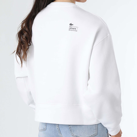 Lacoste - Sweat Crewneck Femme Logo Brodé Crocodile Blanc