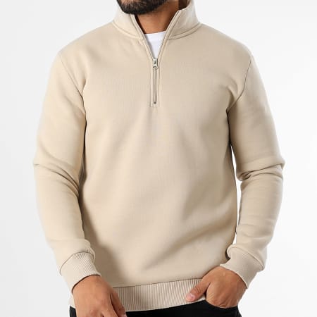 LBO - Sudadera de cuello alto con cremallera 3635 Beige