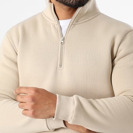 LBO - Sudadera de cuello alto con cremallera 3635 Beige
