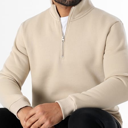LBO - Sudadera de cuello alto con cremallera 3635 Beige