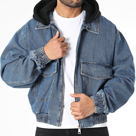 Uniplay - Veste Jean Zippée Capuche Bleu Denim