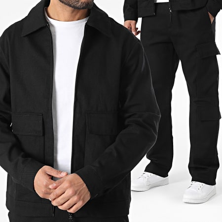 KZR - Ensemble Veste Zippée Et Pantalon Cargo Noir